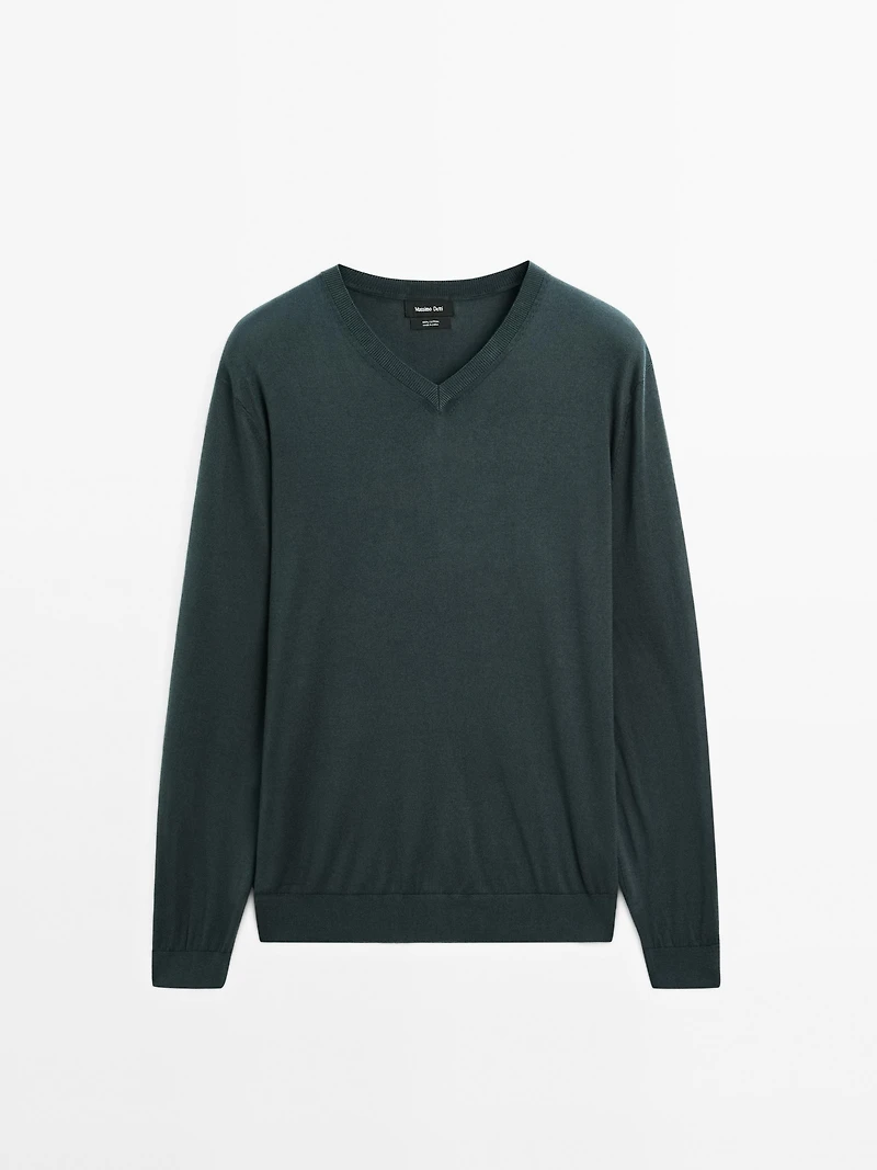 V-neck knit sweater