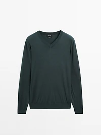 V-neck knit sweater