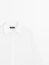 Flowing total look linen blend shirt
