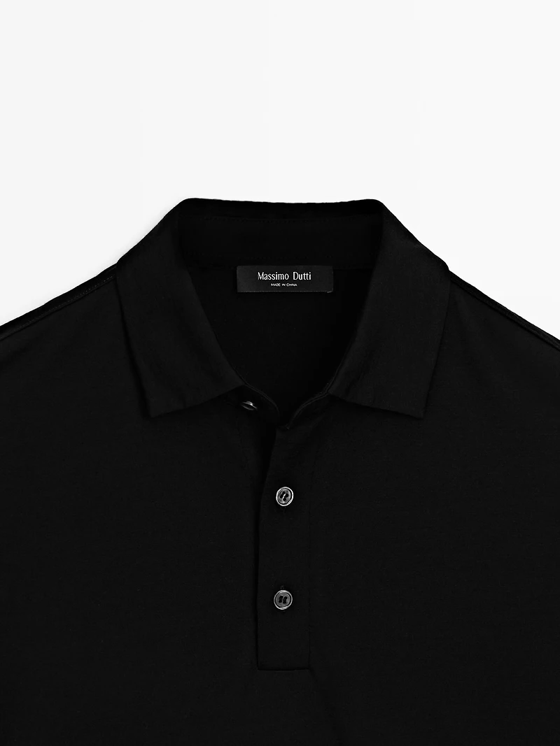 Short sleeve wool blend polo shirt