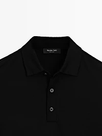 Short sleeve wool blend polo shirt
