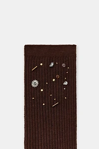 WOOL SOCKS WITH BEADS