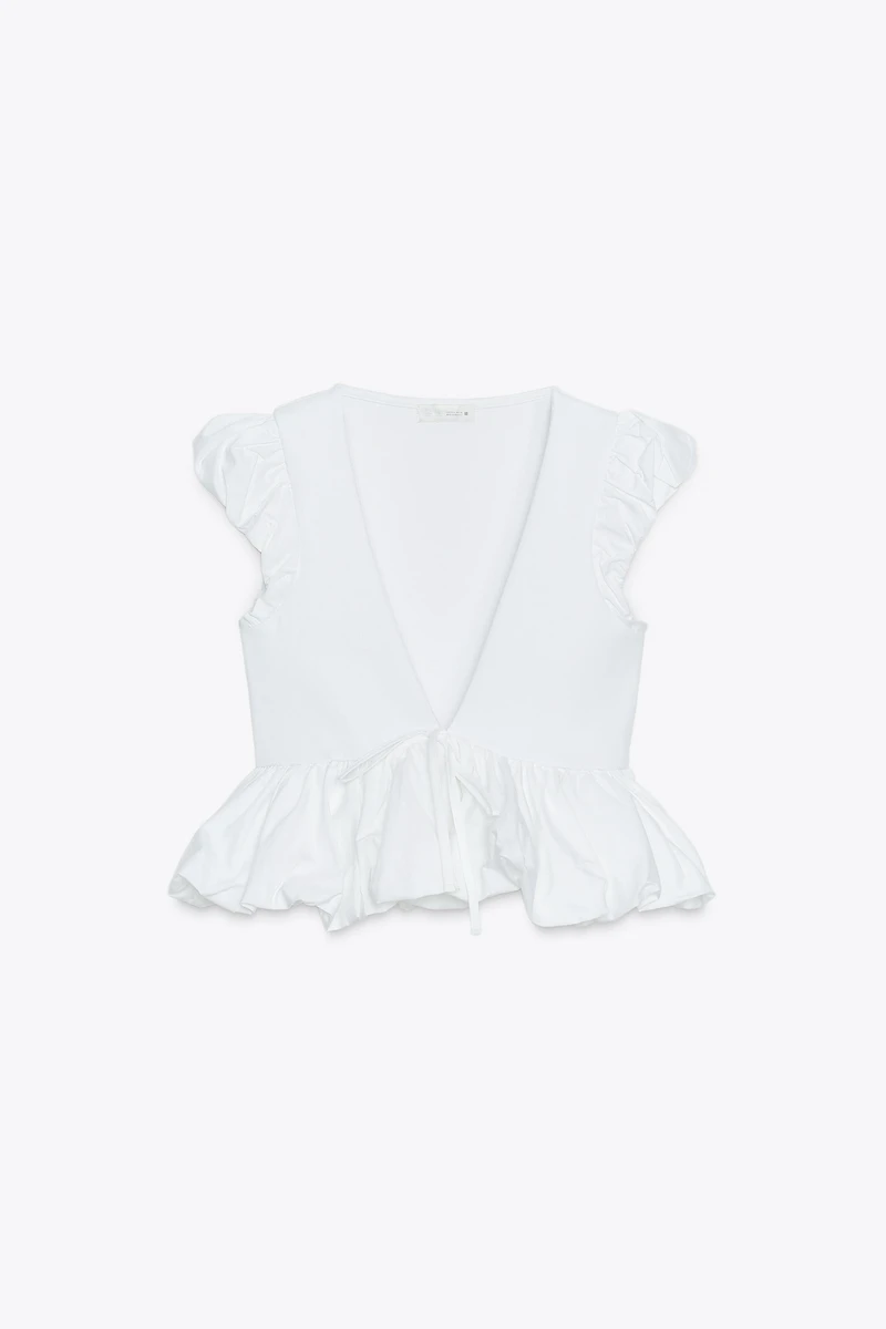 CONTRAST BOW T-SHIRT