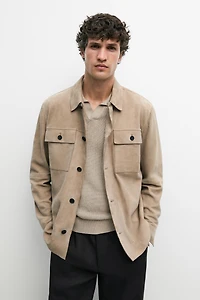 Suede leather overshirt