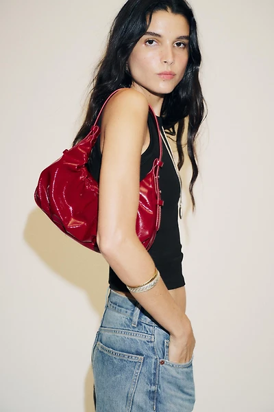 CRACKLE-EFFECT RUCHED BAG