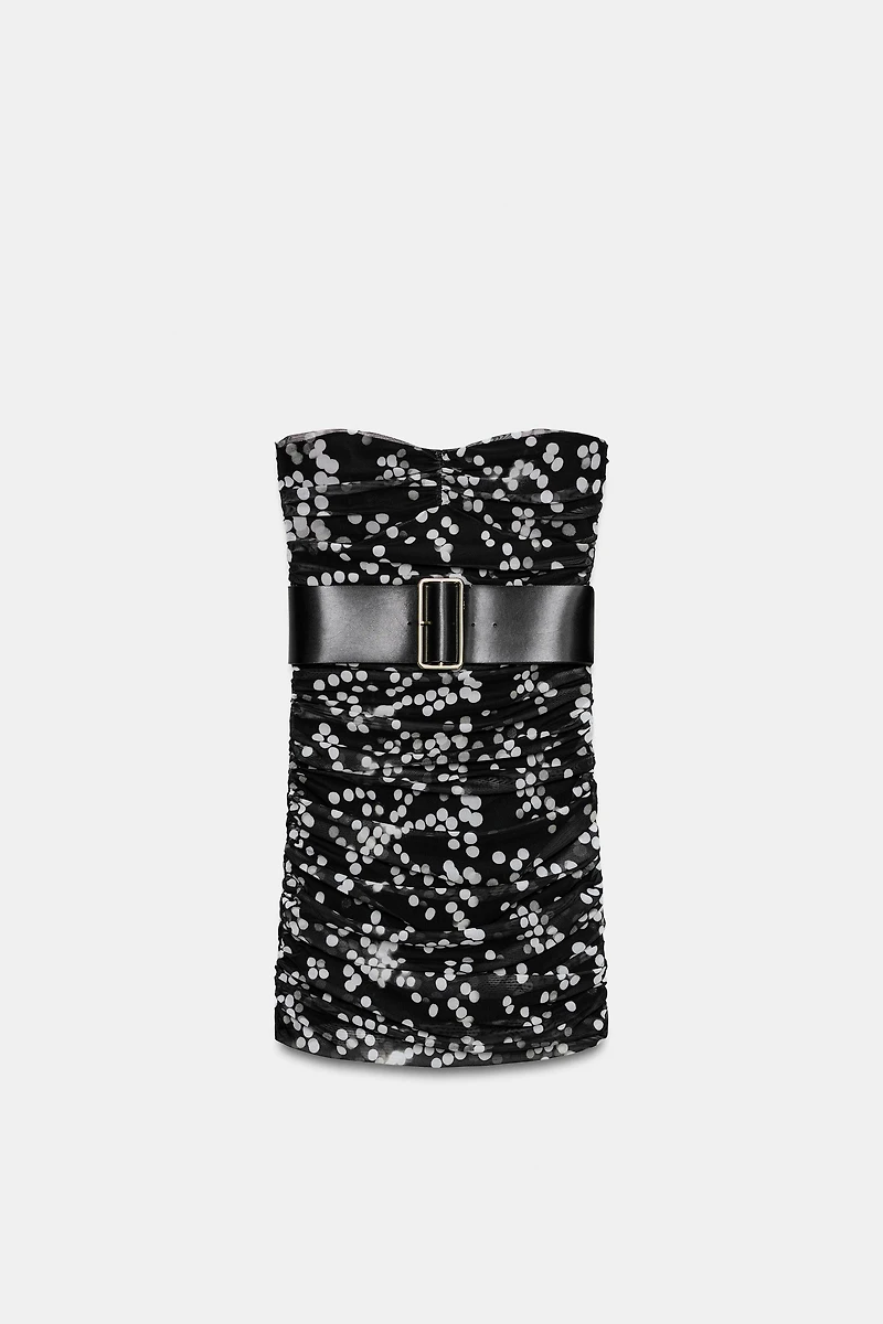 POLKA DOT BELTED DRESS