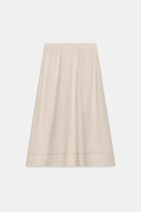 LINEN WRAP SKIRT WITH TOPSTITCHING