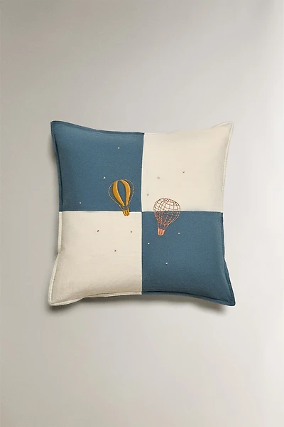 KIDS' THROW PILLOW COVER WITH EMBROIDERED BALLOONS