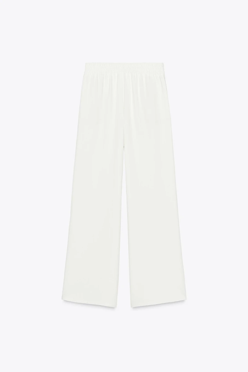 PANTALON EN CRÊPE À JAMBES LARGES
