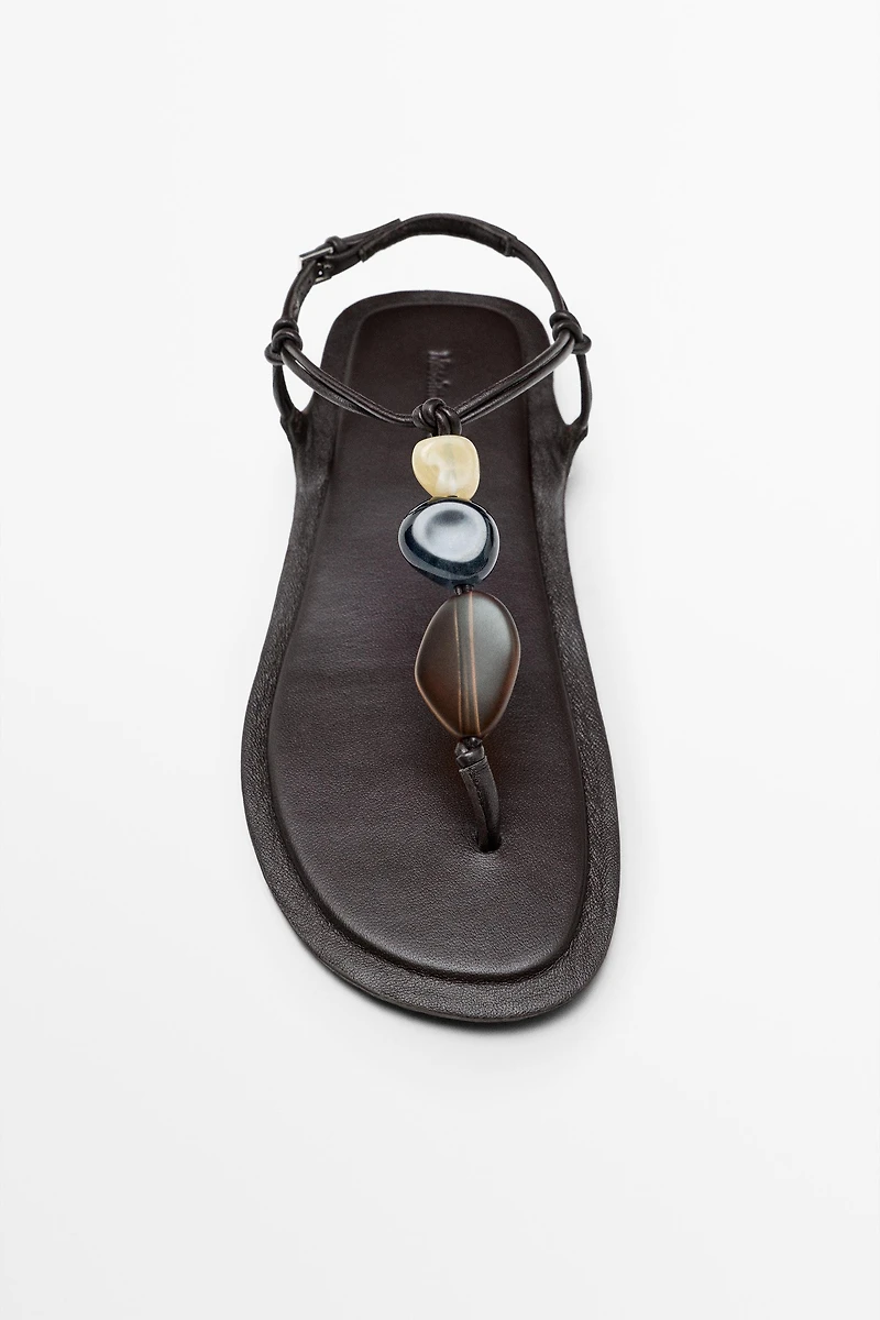 Flat slider sandals with stones