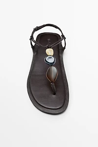 Flat slider sandals with stones