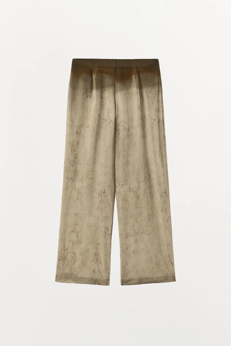 PRINTED WAIST PLEATED PANTS
