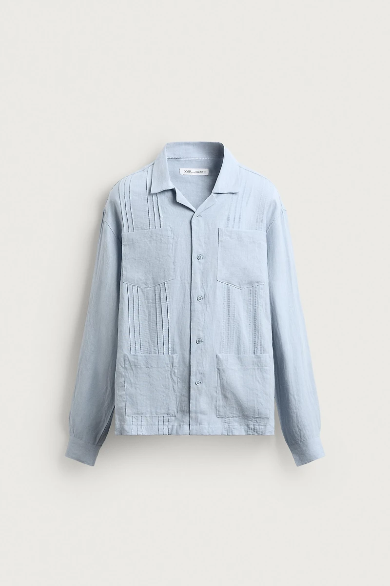 CHEMISE RELAXED FIT 100% LIN PLISSÉE
