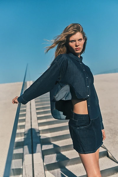 Z1975 JUPE-CULOTTE CROISÉE EN JEAN