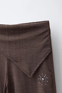WIDE LEG WRAP PANTS WITH BUTTONS
