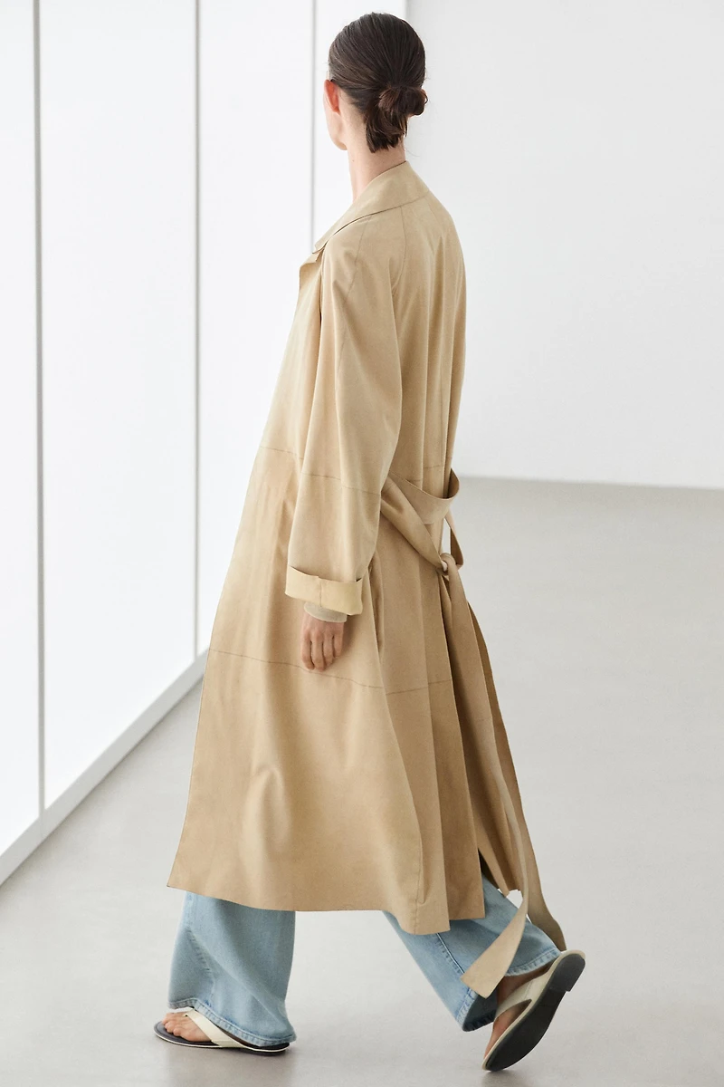 Manteau long en daim