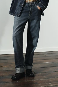 MID-RISE FOLDED STRAIGHT LEG JEANS