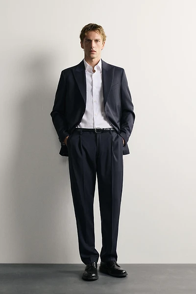 REGULAR FIT 100% WOOL PINSTRIPE SUIT BLAZER