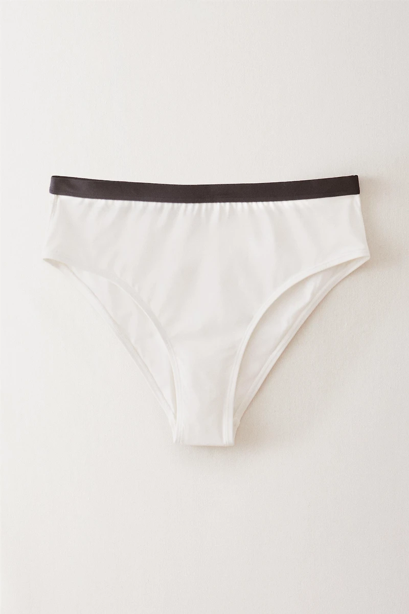CULOTTE DE BIKINI HAUTE BANDE CONTRASTÉE