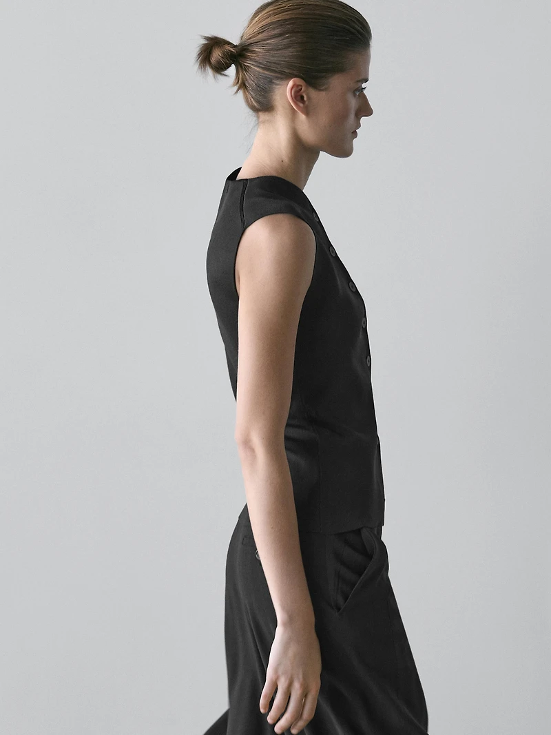 V-neck vest with button details