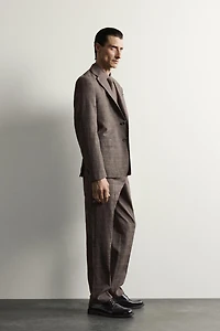 LINEN-WOOL CHECKERED SUIT JACKET