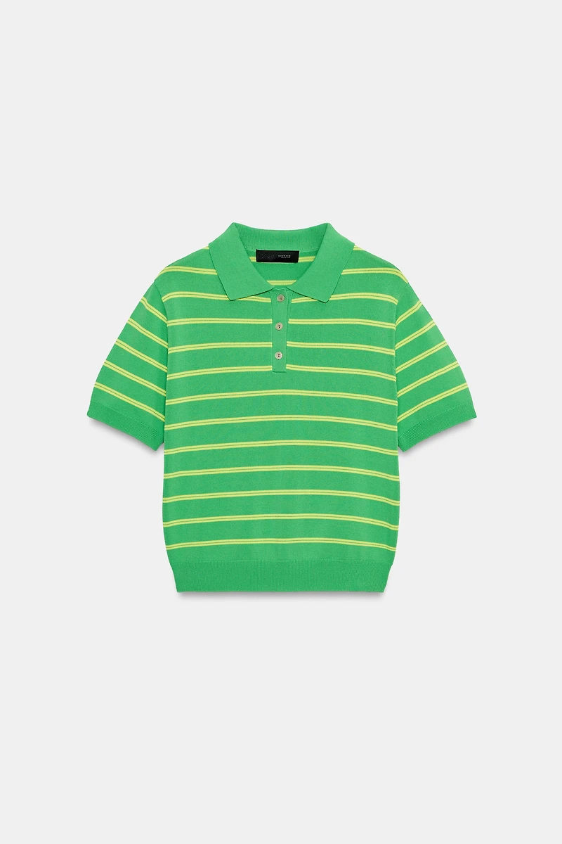 STRIPED SHORT SLEEVE KNIT POLO