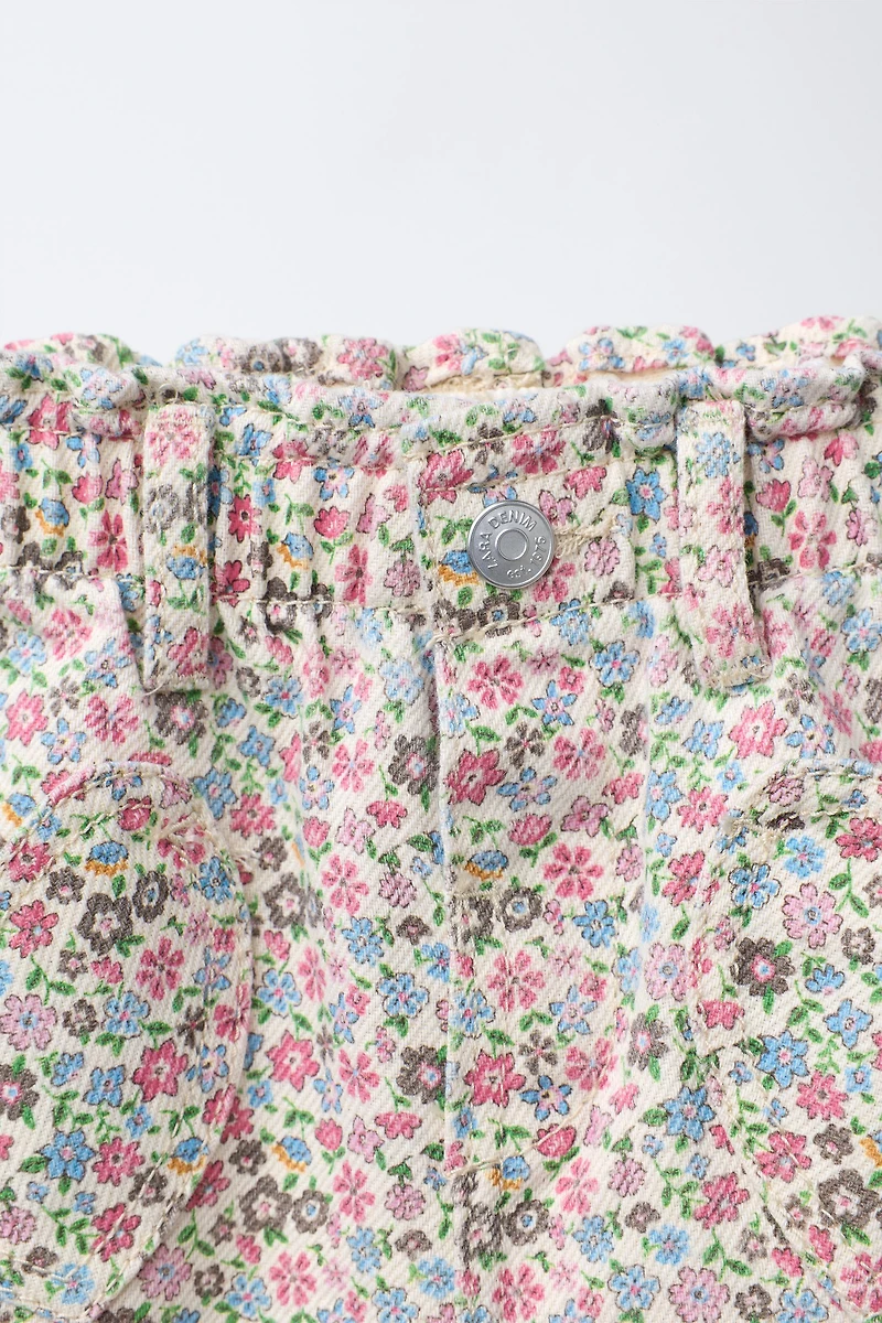 FLORAL BAGGY TWILL PANTS