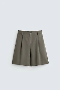 100% WOOL PLEATED SHORTS
