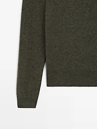 Wool blend knit V-neck sweater