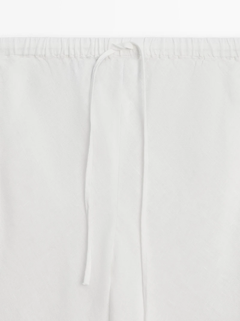 Pantalon taille élastique 100 % lin