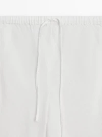 Pantalon taille élastique 100 % lin