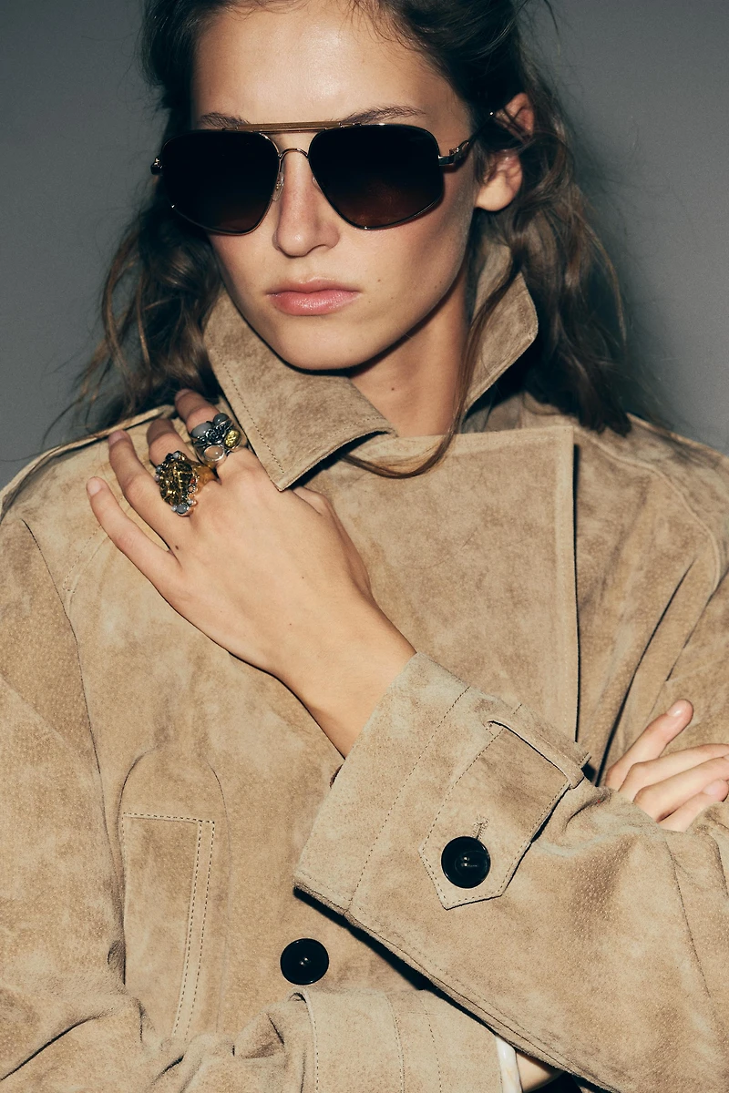 100% LEATHER SHORT TRENCH COAT