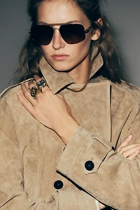 100% LEATHER SHORT TRENCH COAT