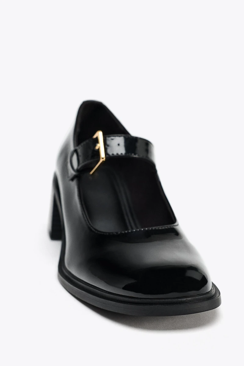 HEELED FAUX PATENT LEATHER SHOES