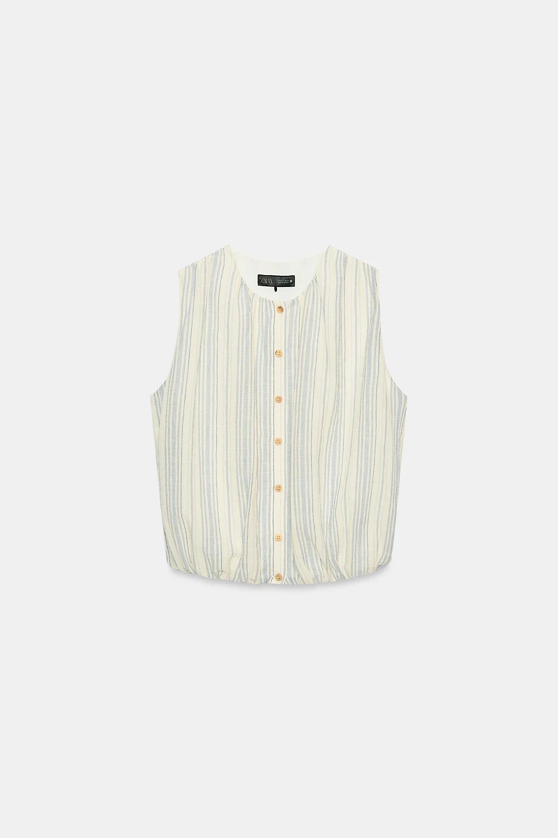 STRIPED BALLOON BLOUSE