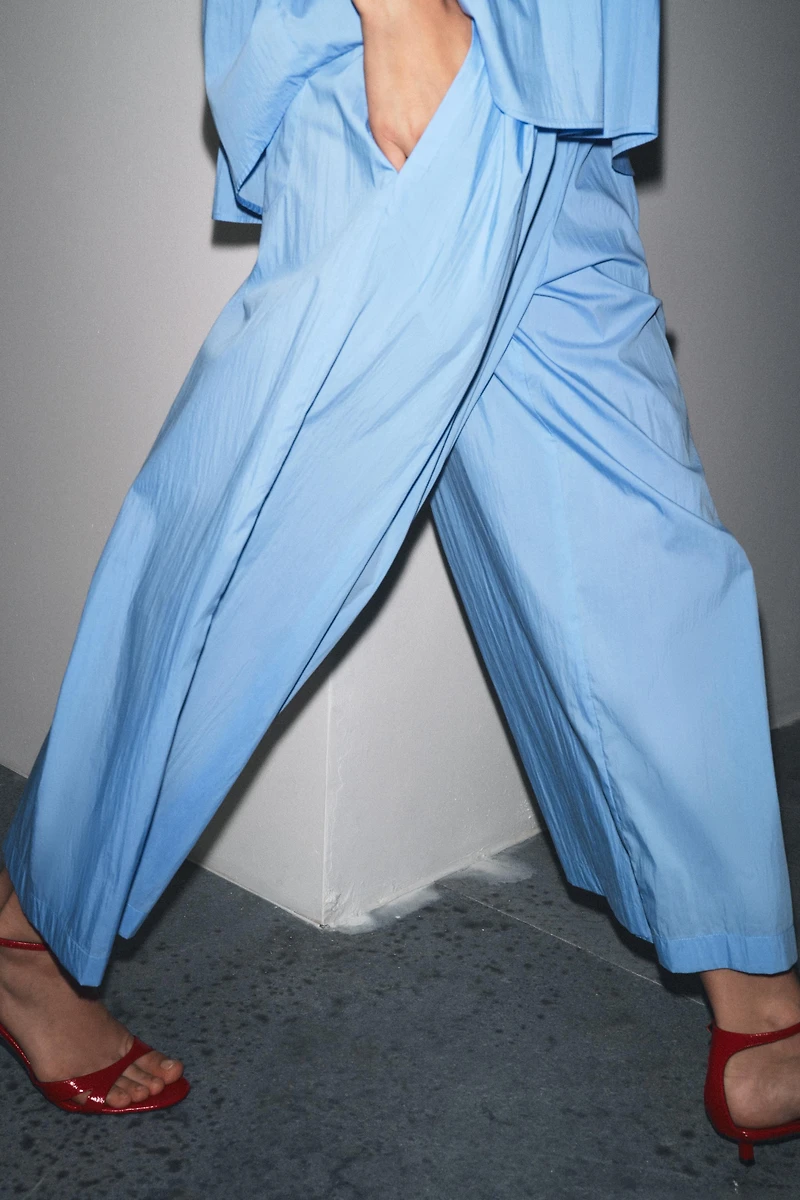ZW COLLECTION POPLIN PLEATED PANTS