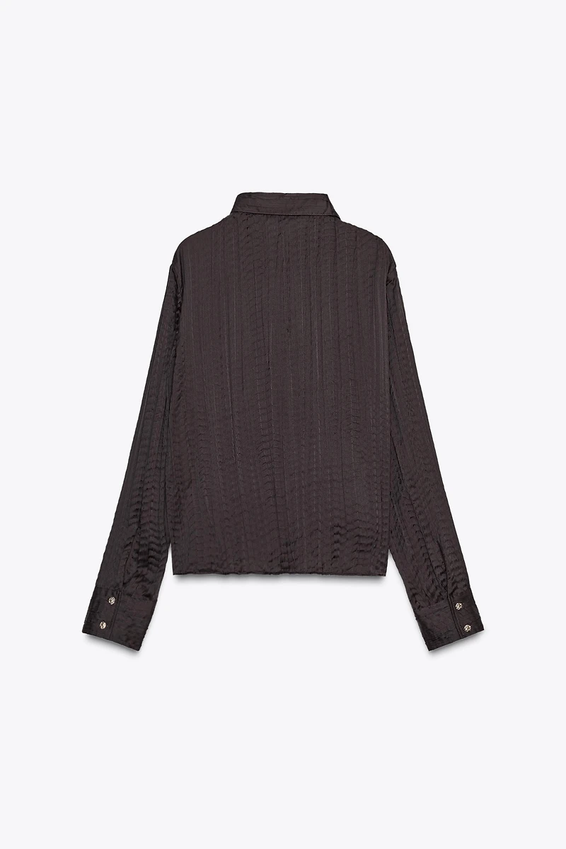 CHEMISE OVERSIZE SATINÉE À EFFET FROISSÉ