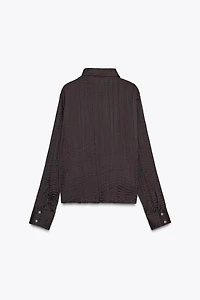 CHEMISE OVERSIZE SATINÉE À EFFET FROISSÉ