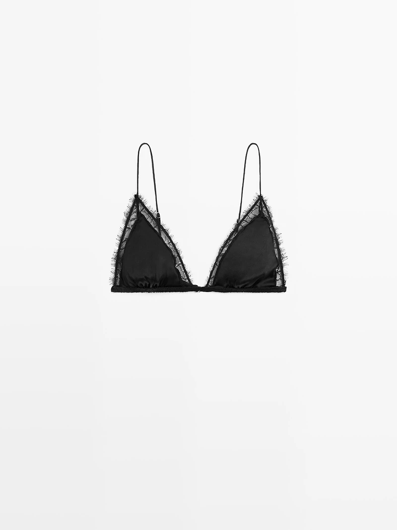Silk and lace triangle bralette