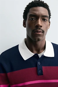 STRIPED KNIT POLO SHIRT