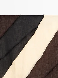 Layered contrast linen midi skirt