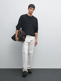 Denim-effect knit sweater