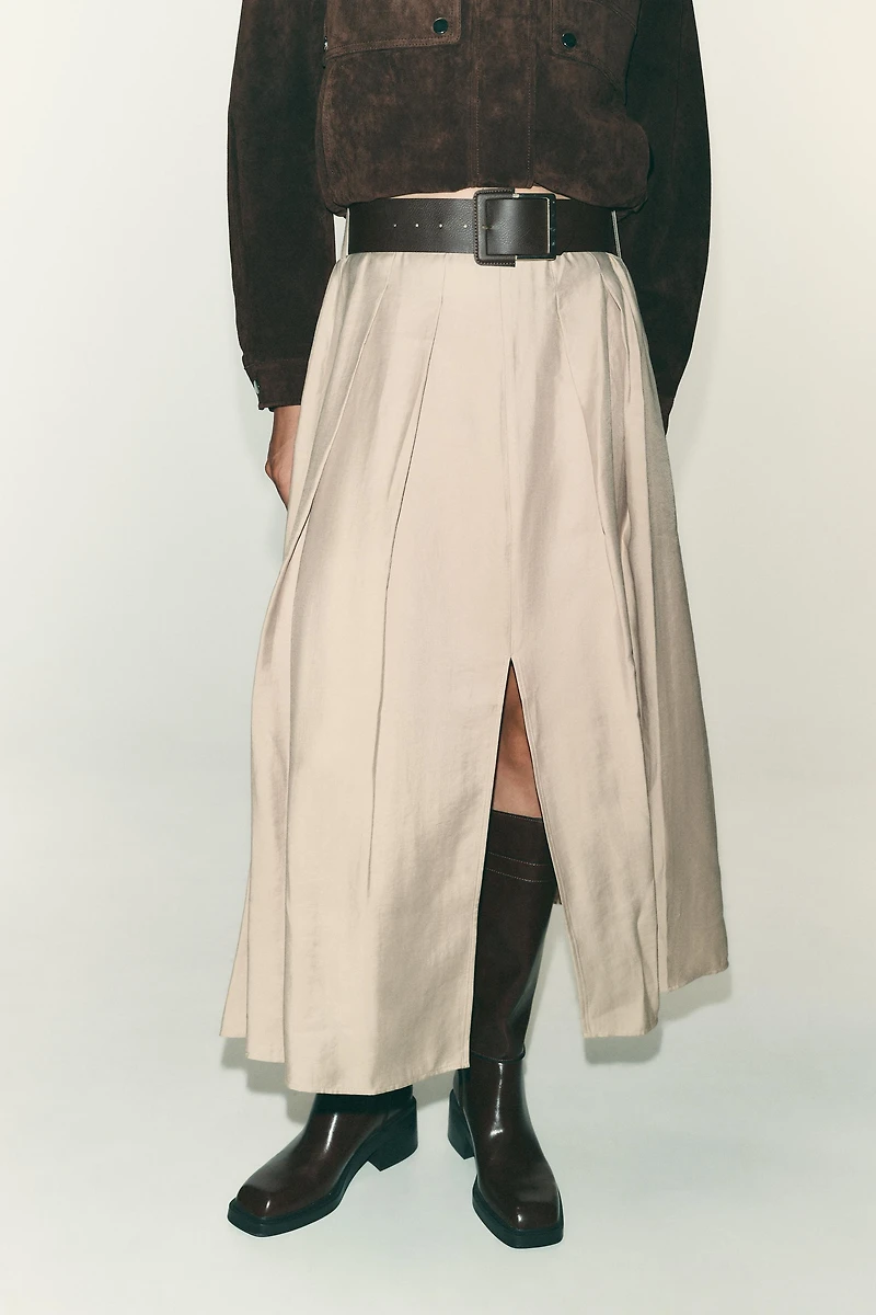 BELTED MIDI SKIRT