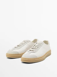 Contrast leather trainers