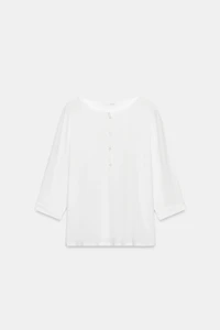 T-SHIRT COL TUNISIEN EN COTON
