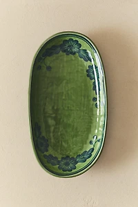 FLORAL OVAL STONEWARE SERVING DISH