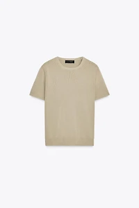 SHORT SLEEVE BASIC KNIT TOP