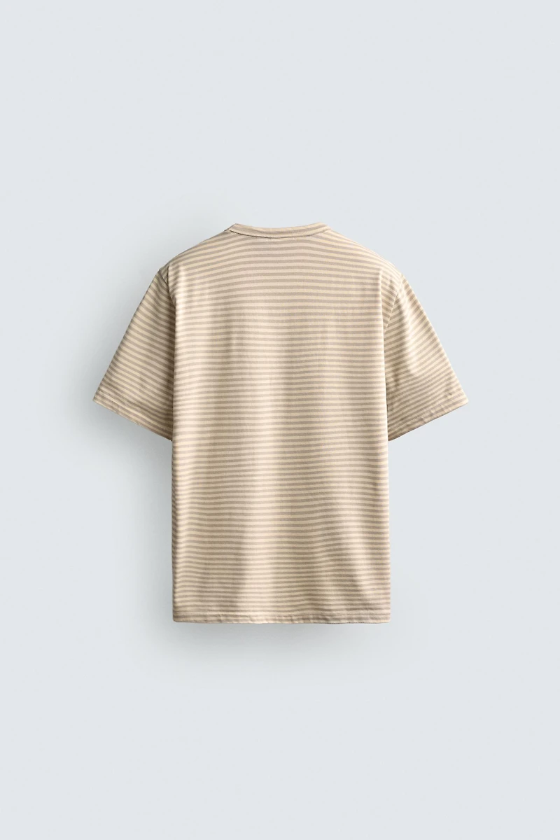 STRIPED JACQUARD POCKET T-SHIRT