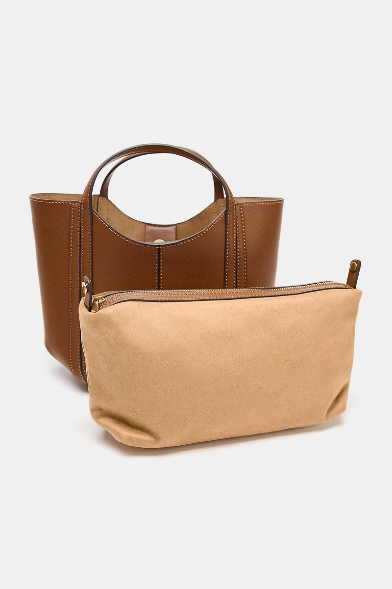 TOPSTITCHED MINI CITY BAG