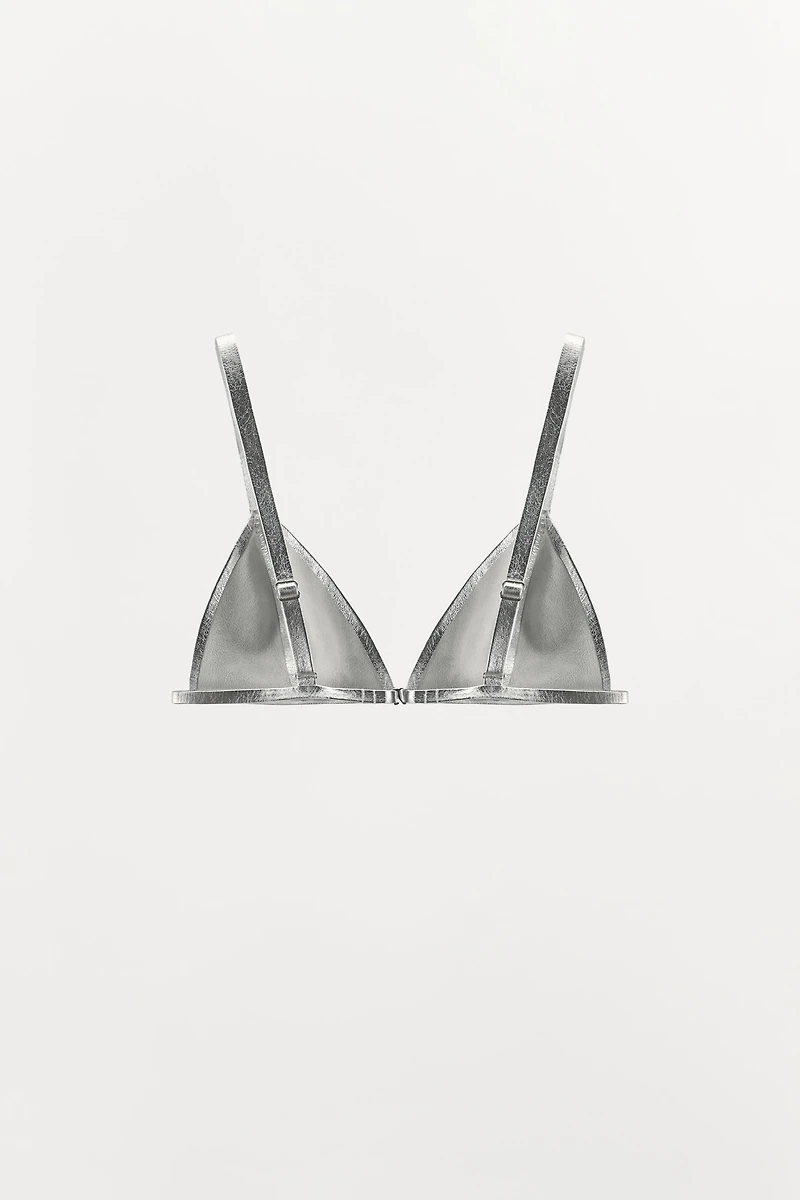 100% LEATHER METALLIC BRA